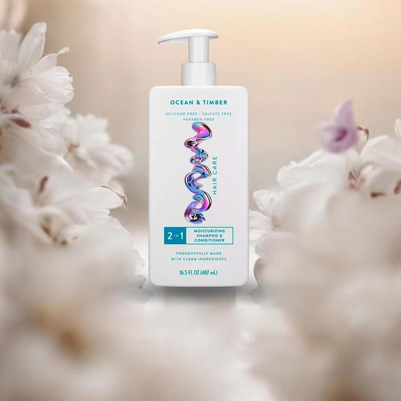 Shampoo & Conditioner - 2-in-1 - Ocean & Timber - Contain Naturally Derived Ingredients All Hair - Silicone, Sulfate and Paraben Free - Full & Thick - 16.5 fl oz (1 Pack)