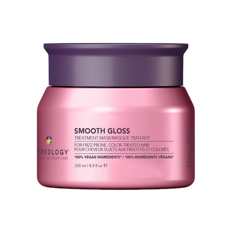 Pureology Smooth Gloss Treatment Mask - Smoothing Hair Mask, Instantly Detangles & Conditions, Frizz Control & Humidity Protection, For Frizz-Prone, Color-Treated Hair, Vegan, 8.5 Fl Oz
