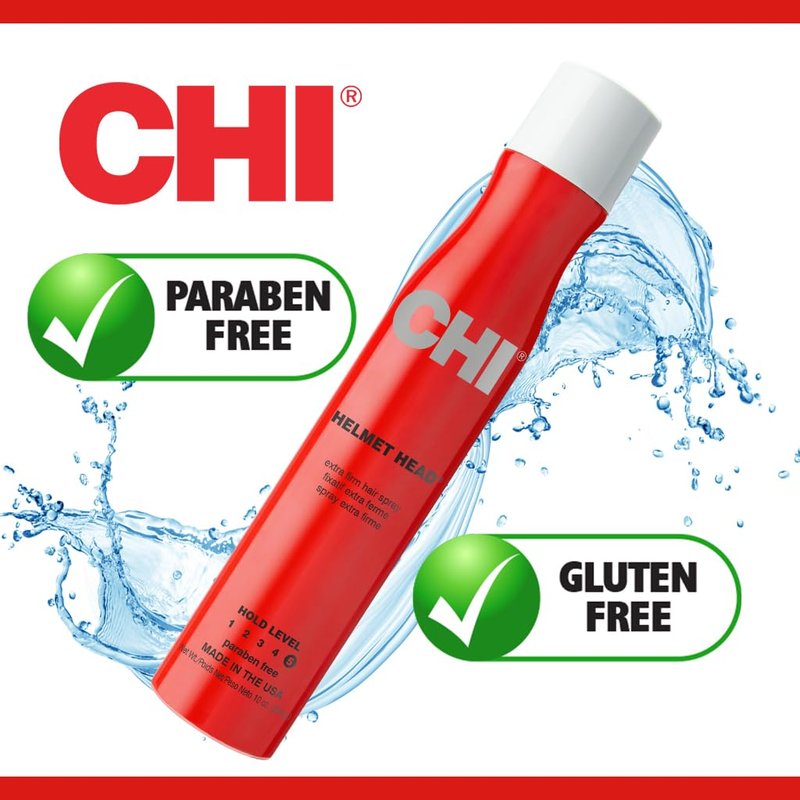 CHI Helmet Head Extra Firm Hairspray - Professional Strong Hold Styling Spray for Humidity Resistance | 10 Oz