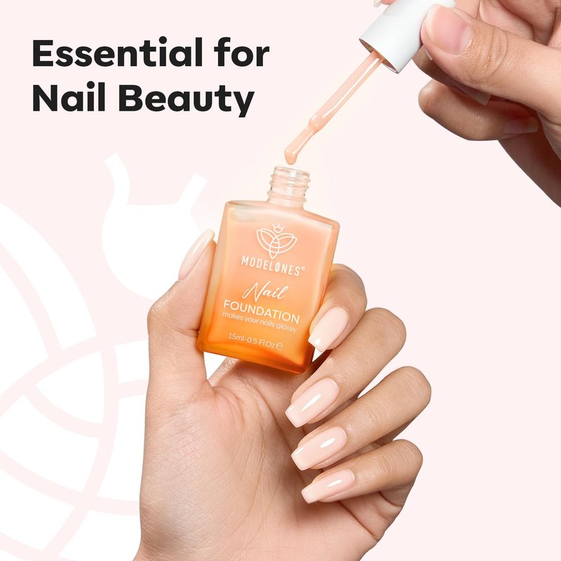 Modelones Nail Strengthener - Extra Strong Growth Jelly in Nude Pink | 15ml Nail Hardener for Healthy Nails