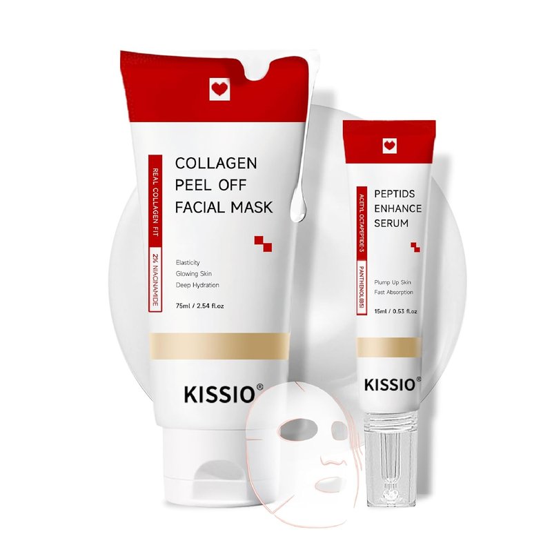 KISSIO Collagen Wrapping Mask Set | Hydrating Peel-Off Face Mask for Glowing Skin with Peptide & Niacinamide