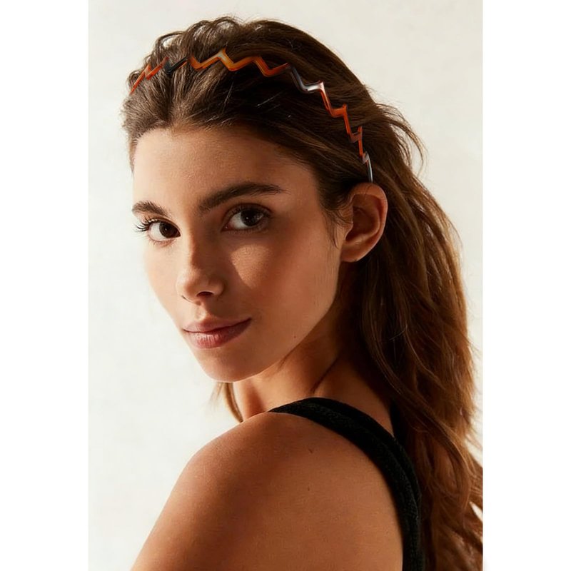 PcwBcn Zig Zag Headbands for Women, Plastic Wavy Hair Band with Teeth Comb Classic 90s Hair Accessories for Face Washing Skin Care Makeup Hair Holder Everyday Use Tortoise Brown Black Head Band