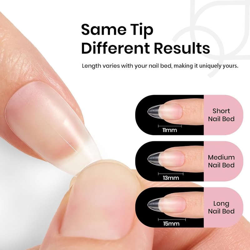 Beetles Medium Almond Gel Nail Tips - 288PCS Matte Clear False Acrylic Nails | 12 Sizes for Easy DIY Salon Use