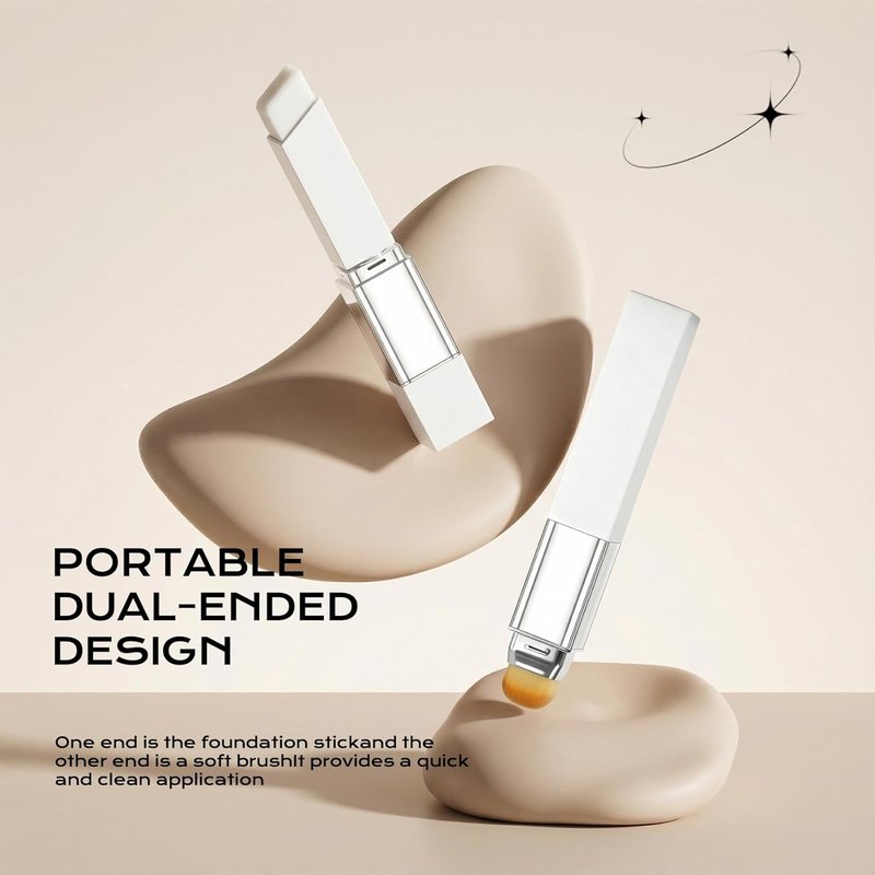 Color Changing Foundation Stick - Hydrating Concealer Base Makeup with Built-in Brush | Portable Natural Cream