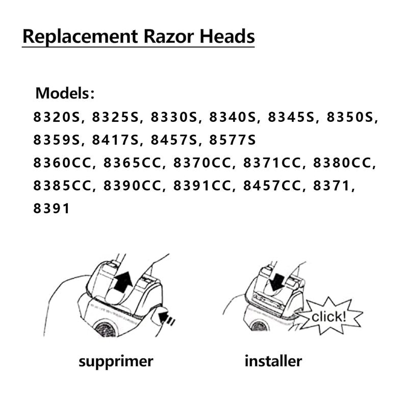 Braun Series 8 Replacement Head - Compatible 83M Shaver Blade for Wet & Dry Electric Razors | 2-Pack