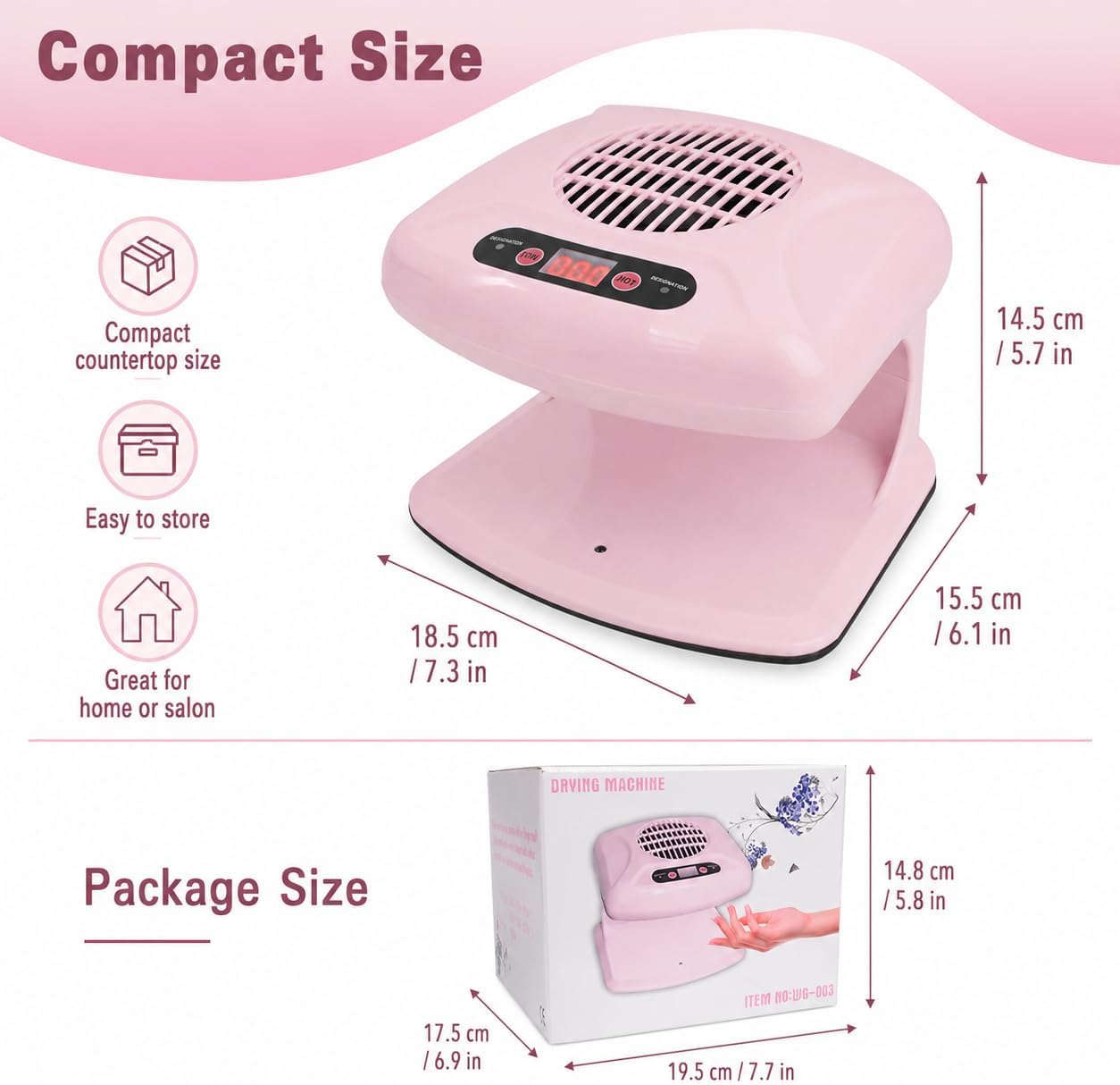 Skiennix Nail Dryer - 300W Auto Sensor Fan for Quick Hot & Cold Air Drying | Salon & Home Use