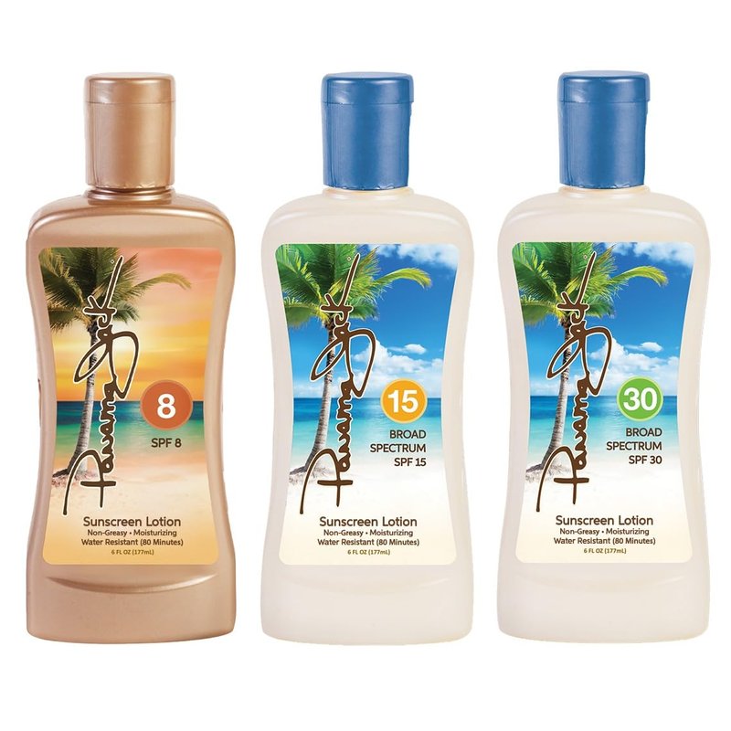 Panama Jack Golden Days Pack - Travel Sunscreen Tanning Lotion SPF 8, 15 & 30 Suntan Sun Care Pack