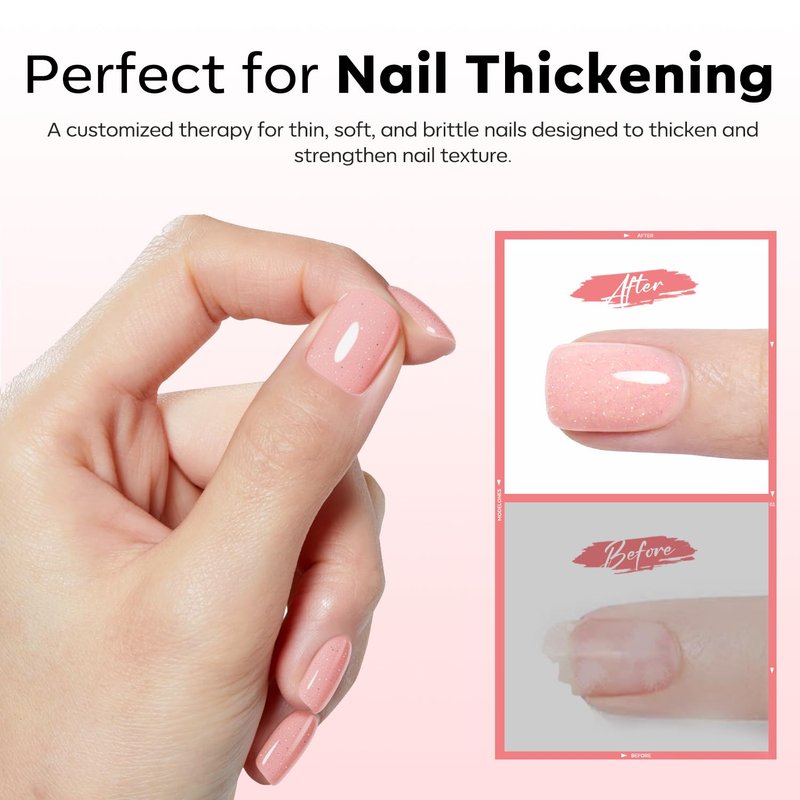 modelones Builder Rubber Gel Base Coat for Nails, Nude Pink Glitter Rubber Base Gel Nail Polish for Strengthen Apex Building Extension Protect Weak Nails Long Last U V Manicure Gift for Women