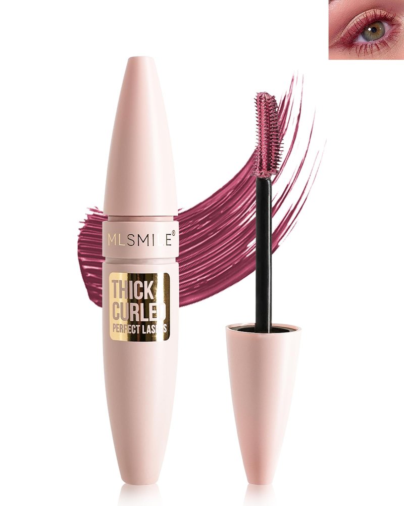 Burgundy Waterproof Mascara, Lash Extension Mascara with Dual-Sided Brush, Great for Lengthening and Volumizing Eyelashes, Colored Tube Máscara Fiber No Clumping, Long Wear, Smudge-Proof-04