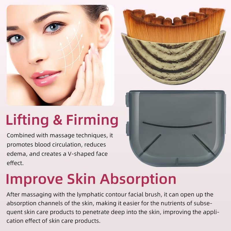 Skiennix Lymphatic Contour Face Brush - Gua Sha Tool for Jawline Sculpting & Reducing Puffiness