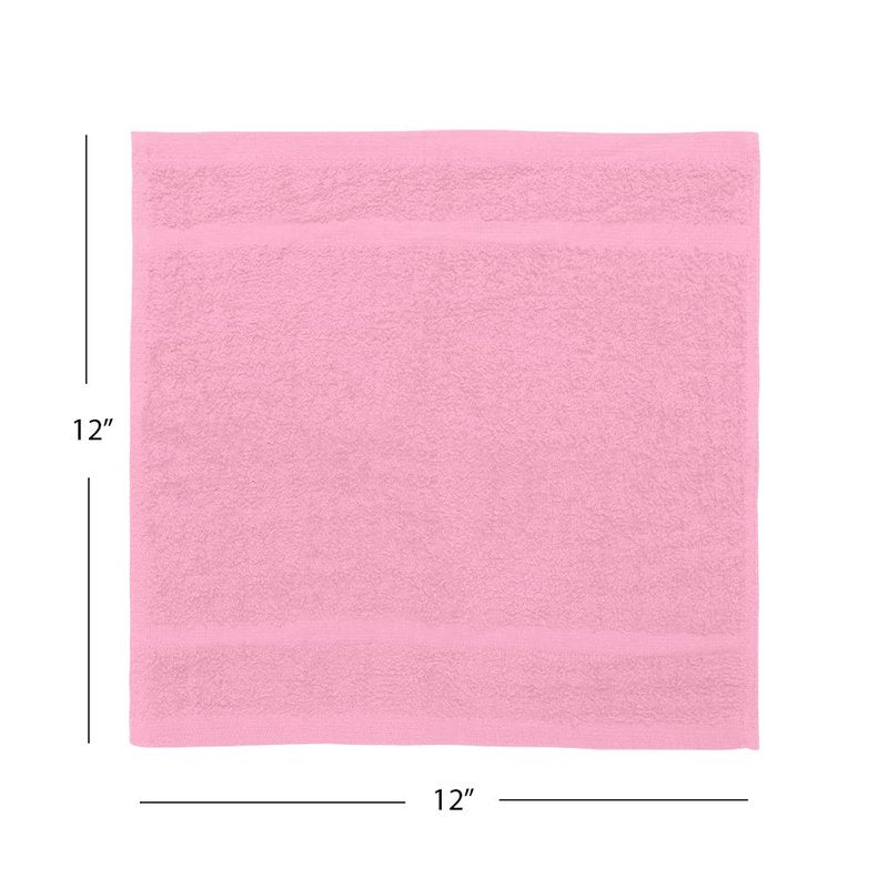 Avalon Towels Cotton Washcloths 24-Pack – 12 x 12 Inch Pink Super Soft & Absorbent Ring-Spun Cotton Wash Cloths for Face, Bath, Spa, Gym, Hotel & Cleaning