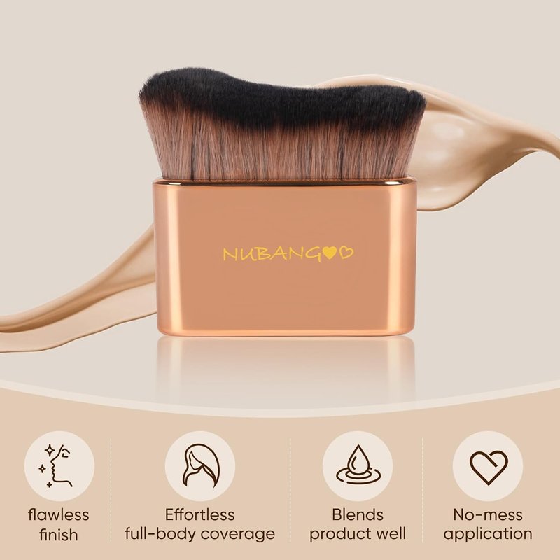 Professional Kabuki Foundation Brush - Versatile Makeup & Self Tanner Applicator | Pink Gold Finish