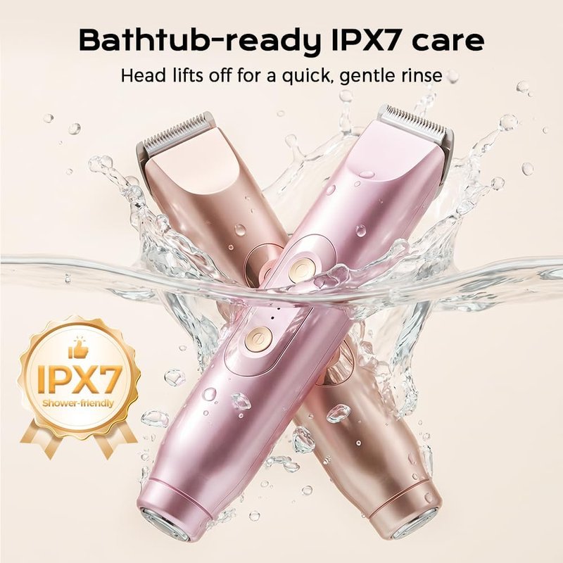 Bikini Trimmer for Women - 2-in-1 Painless Electric Hair Removal Shaver | Waterproof Dual Head Design (Brown)