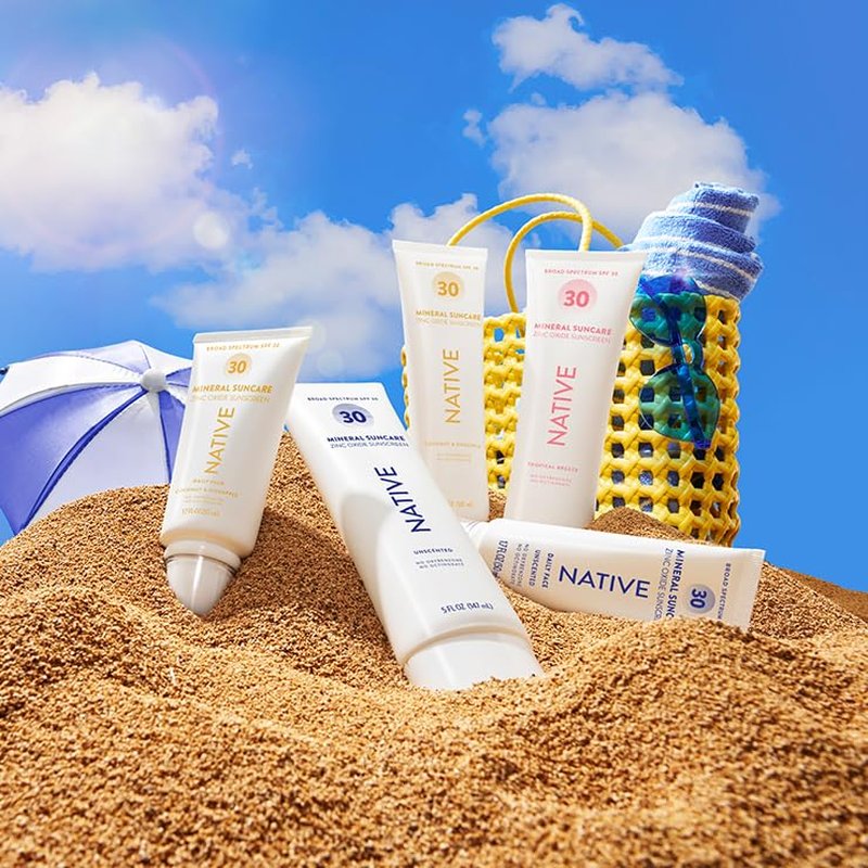 Native Sunscreen SPF 30 - Zinc Oxide Sun Protection for Sensitive Skin | Unscented, Lightweight, 5 Ounces