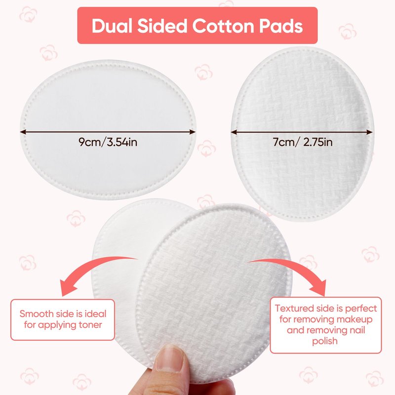 ICOTLE Large Oval Cotton Pads, 70 Count, 3-Layer, Dual Textured Design, Lint-Free, Ultra-Soft Cotton Oval for All Skin Types Cotton Pads for Makeup Removal, Cleansing, Skin Care etc.