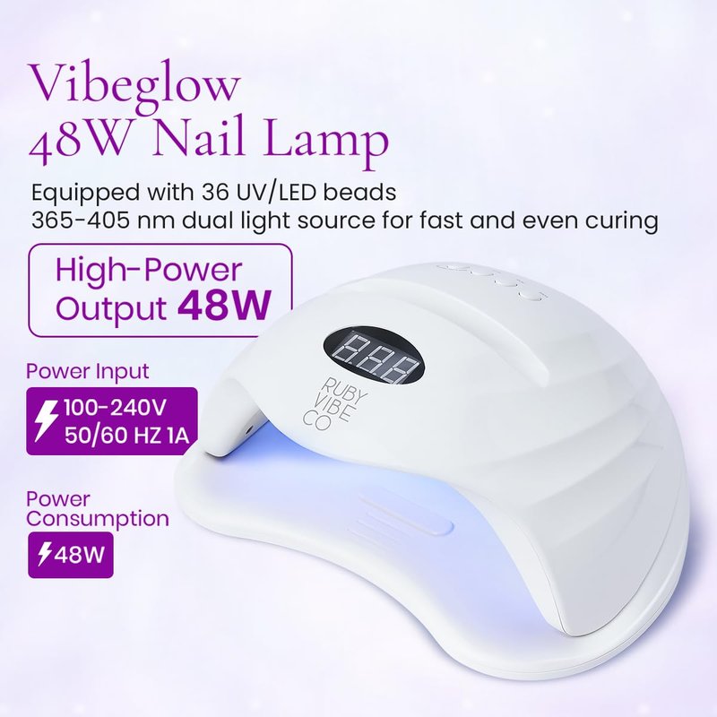 48W UV LED Nail Dryer for Gel Polish with 36 LED Beads, Phone Holder, Automatic Sensor and 4 Timer Settings for Gel Nail, Toe Nails