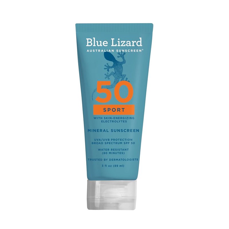 Blue Lizard Sport Mineral Sunscreen SPF 50 - Fragrance-Free, Vegan, 3.0 fl oz | Ideal for Athletes