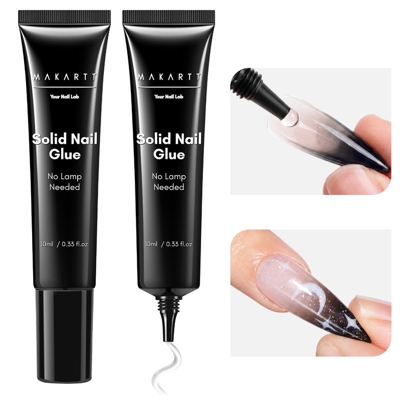 Makartt Press On Nail Glue: No UV Lamp Needed, 20s Air Dry Adjustable for Beginners, Strong Hold, Semi-Solid Precise Control, Easy for Press-On Users At-Home DIY, Hema-Free for Sensitive Nails 10ml*2
