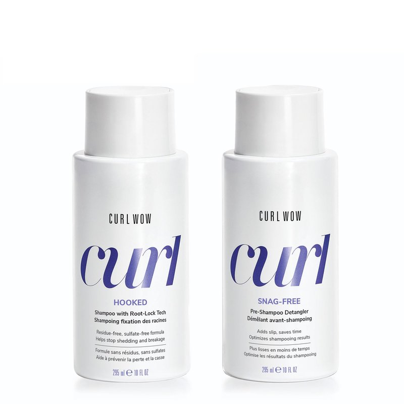 COLOR WOW Dynamic Wash Day Duo - Featuring Curl Wow SNAG FREE pre-shampoo detangler and HOOKED 100% Clean Curl Shampoo this dup lets you give knots the slip before shampooing