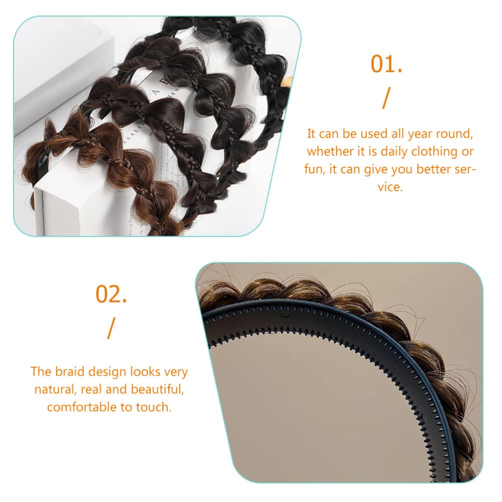 Uonlytech Braided Headband with Teeth Synthetic Hair Braid Hairband Hair Accessory for Women Comfortable Natural Look Hoop for Daily Wear Sports and Parties