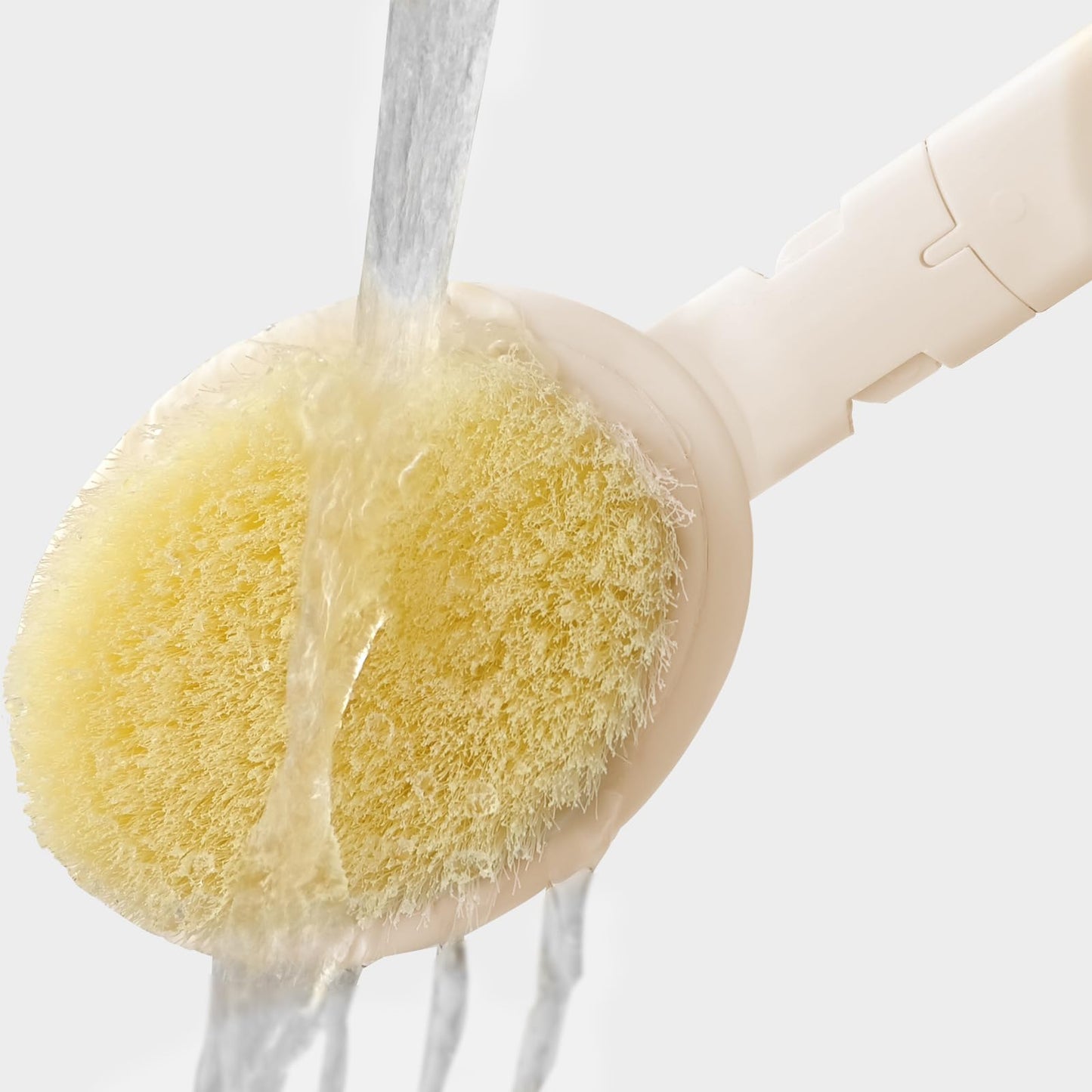 Topfinder Loofah Sponge with Handle,Back Scrubber Brush for Shower, Lotion Applicator for Back,3 in 1 Shower Kit (White loofah)