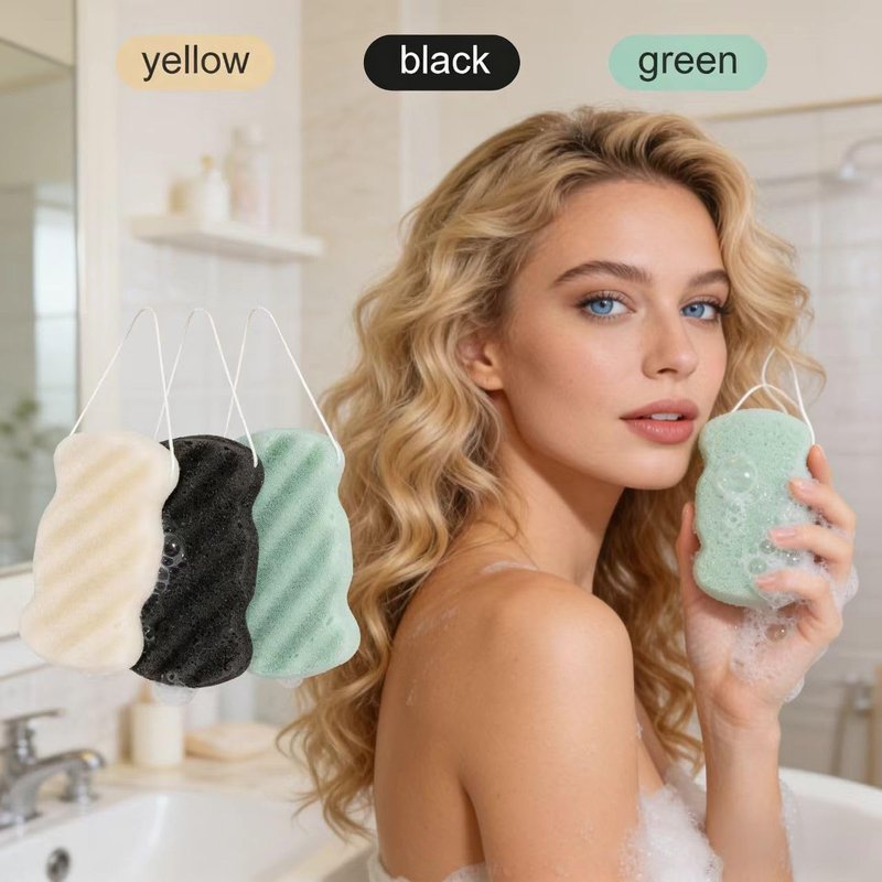 KECUCO 3 Pcs Natural Konjac Facial Sponges for Women and Girls, Gentle Facial Sponge for Cleansing and Makeup Removal, Bath Sponge for Babies and Kids, Soft When Wet, Suitable for Sensitive Skin