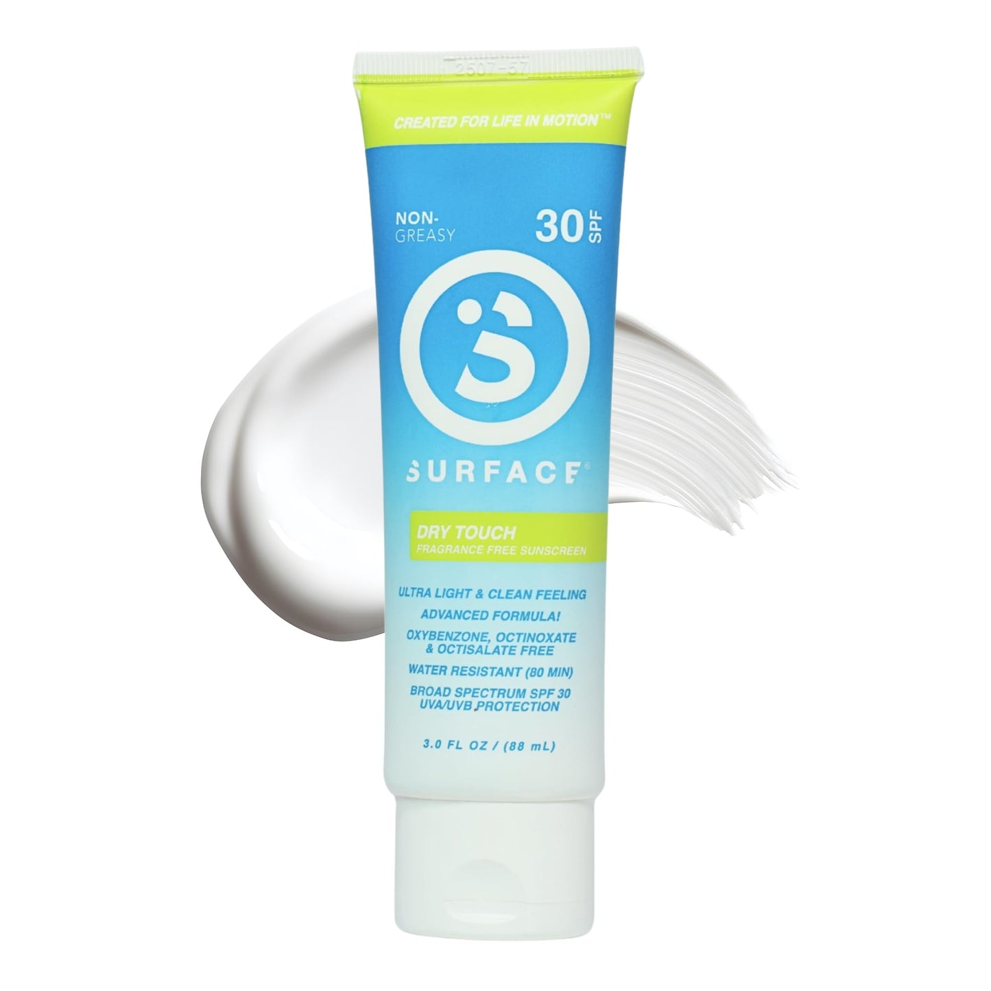 Surface Dry-Touch Lotion Sunscreen - Reef Safe, Ultra-Light & Clean Feeling, Broad Spectrum UVA/UVB Protection, Paraben Free, Hypoallergenic, Water Resistant, Fragrance Free - SPF 30, 3oz