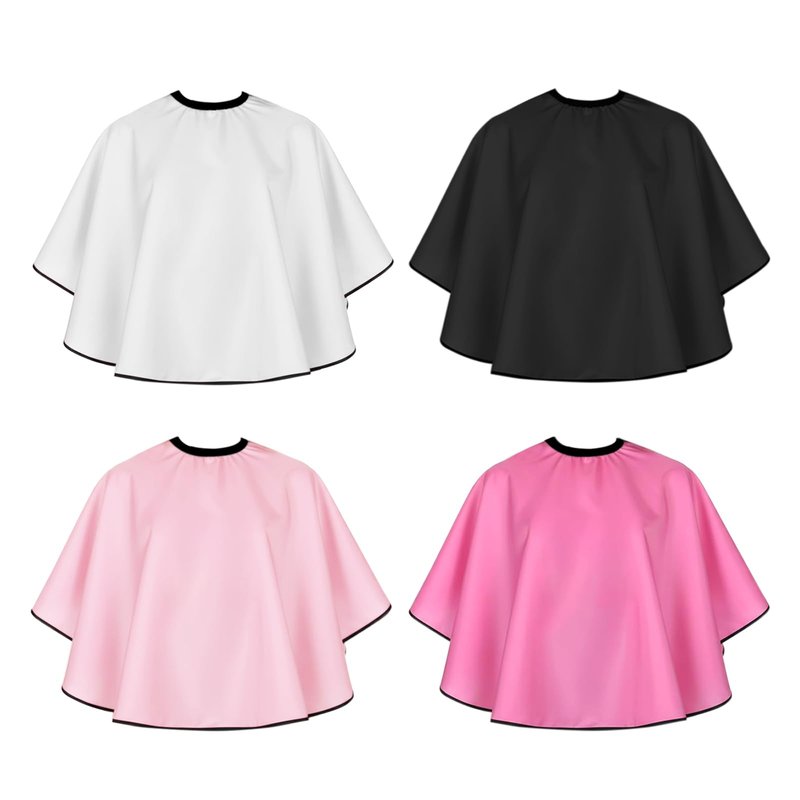 JahoneCo 4Pcs Short Barber Cape Makeup Cape with Adjustable Neckline, Hair Cutting Capes Salon Capes wth Durable Reusable Nylon for Hairdresser Artist Clients, 4 Colors