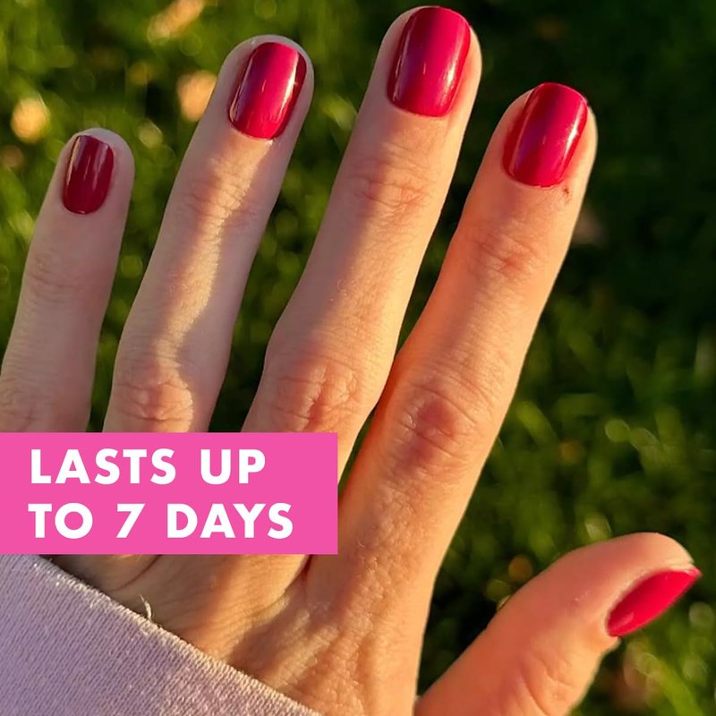 Classic Super Stick Press-On Nails - No Glue Needed, Non-Toxic | 32 Tabs in 16 Sizes | Extra Short Squoval in Mulberry Maroon