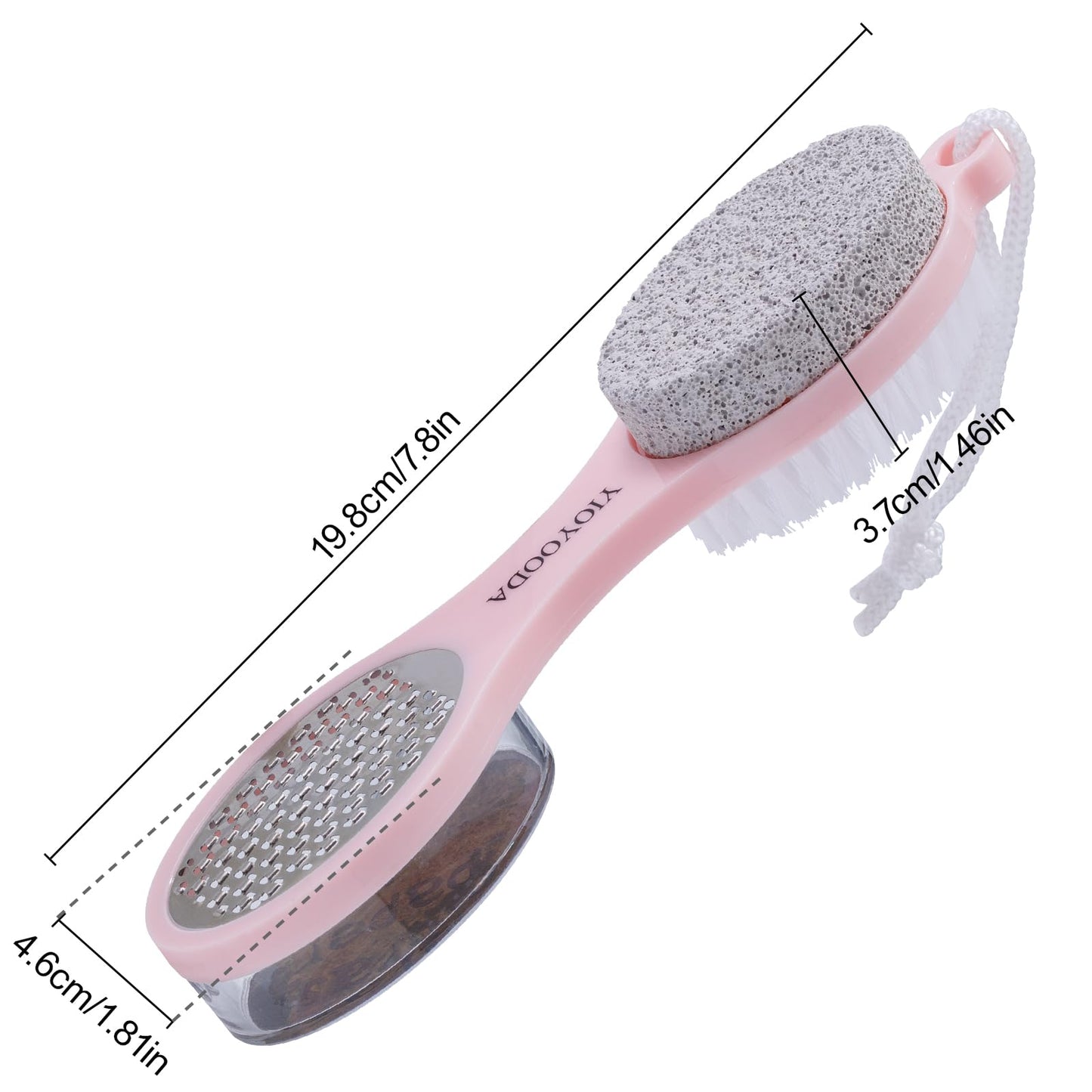 YIOYOODA Foot Scrubber Brush with Pumice Stone for Feet, 5-in-1 Foot File Callus Remover, Stainless Steel Feet Scraper, Cleaning Brush and Sand Paper Debris Catcher, Multi Purpose for Home Foot Care