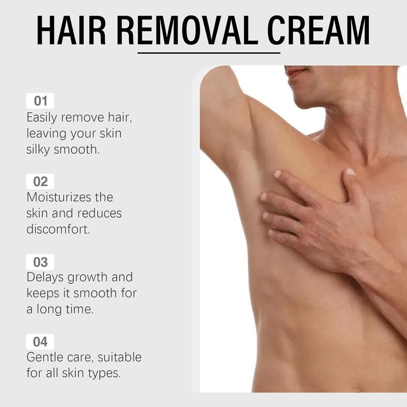 2026 New Painless Hair Removal Cream for Men, Fast-Acting Gentle Depilatory for arms legs chest, Intimate & Body Depilatory Cream, Moisturizing Soothing Formula (1 Pack)