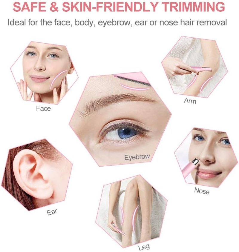 Hair Trimmer for Face, Eyebrow, Nose & Body Hair Removal - Dual Blades, Battery Powered, All-in-One Solution for Men & Women
