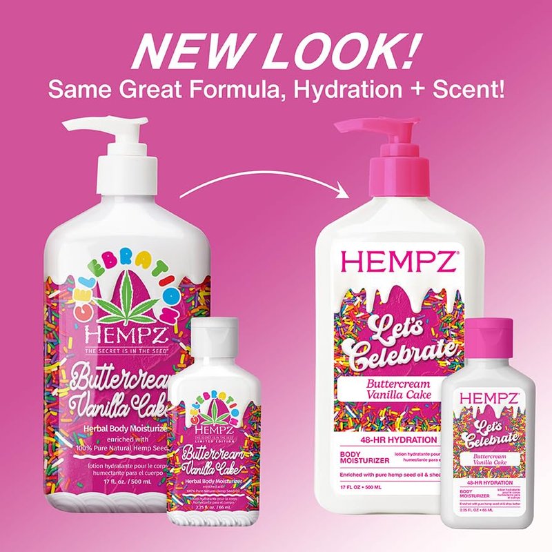 Hempz Body Lotion - Buttercream Vanilla Cake Celebration - Daily Moisturizing Cream with Shea Butter & Aloe - 17 Oz