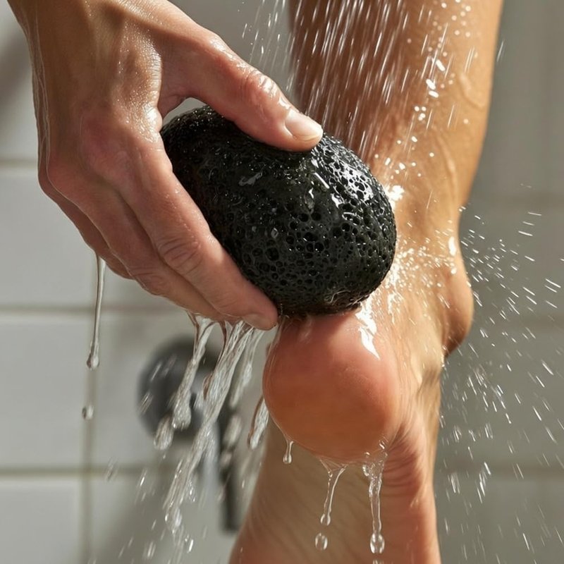 Evolatree Natural Volcanic Pumice Stone for Feet with Wooden Soap Tray – Eco-Conscious Gentle Callus Remover & Foot Scrubber for Smooth Skin, Designed in Canada for Mindful Foot Care Rituals