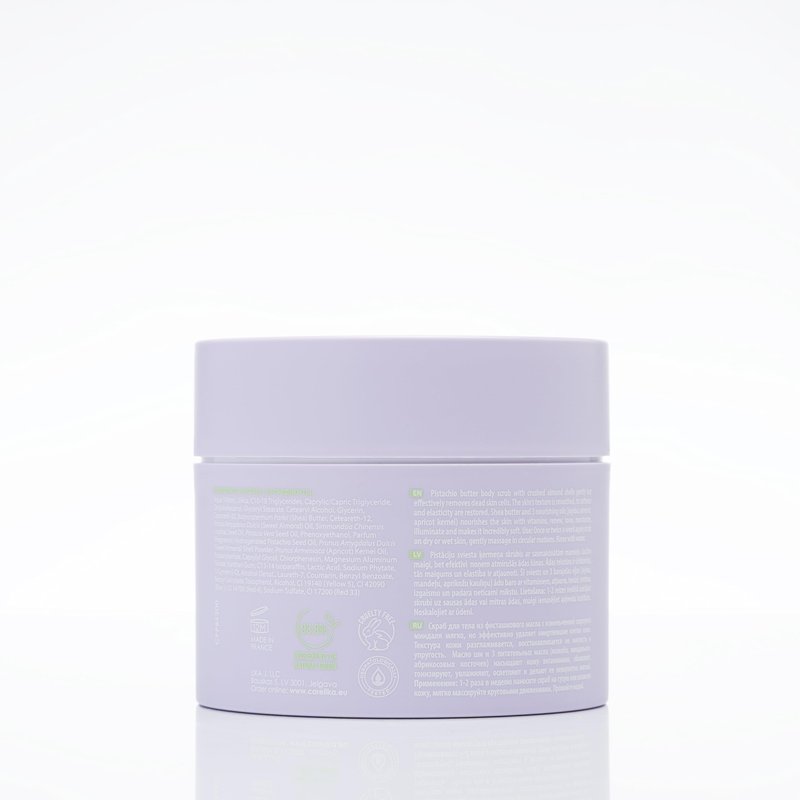 Carelika Pistachio Body Scrub – Creamy Exfoliating Formula with Shea Butter – Smooths, Softens & Nourishes Dry Skin – 200ml