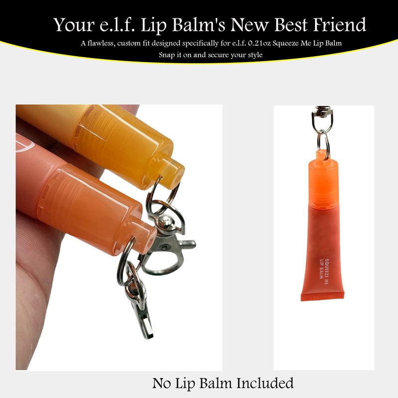 【4-Pack】Keychain Caps for e.l.f. Squeeze Me Lip Balm 0.21 oz, Portable Replacement Cover Holder, Leak-Proof Design, Never Lose Your Lip Gloss Again