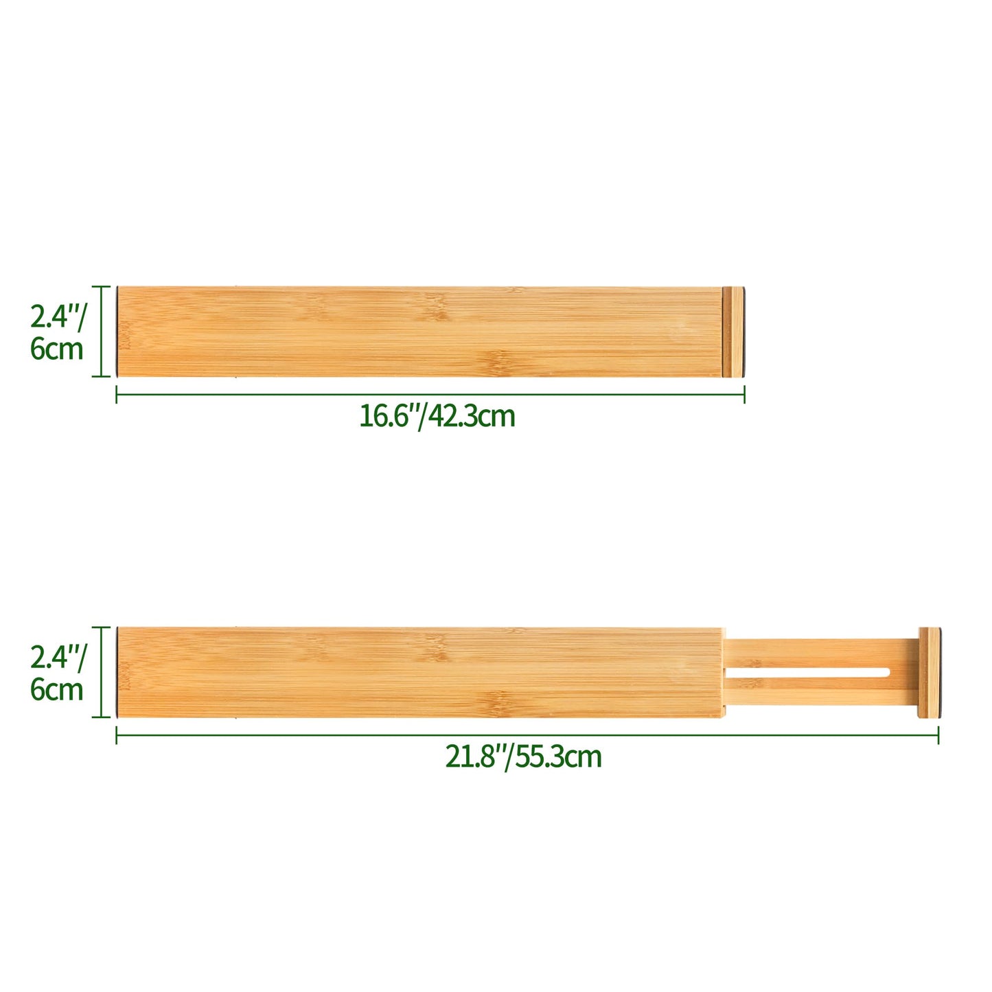 VaeFae 6-Pack Bamboo Drawer Dividers – Adjustable 14"-19.1" (Fits 15"-18" Drawers ONLY), Spring-Loaded Expandable Organizer for Kitchen, Bedroom, Office & Bathroom, MUST MEASURE Before Purchase
