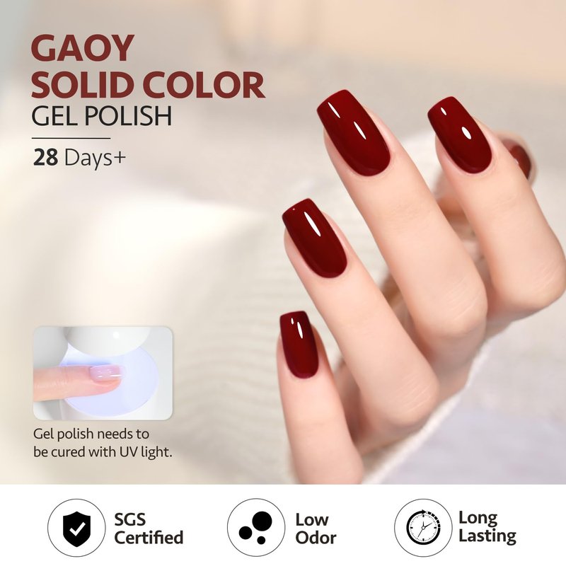 Red Gel Nail Polish - 16ml Soak Off UV Light Cure for DIY Manicure | 1008 Crimson Red