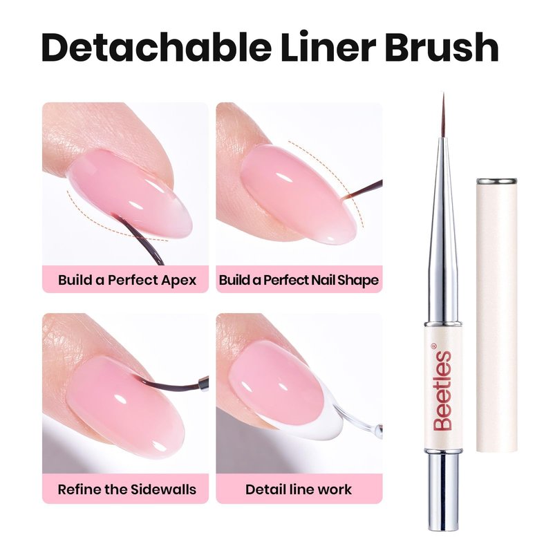 Beetles Builder Gel with Nail Art Brush,Blush Air-Clear & Pink Building Gel,8 in 1 for Nails Extension & Apex Strengthening, Thickening Weak Nails,DIY UV Nail at Home for Beginners