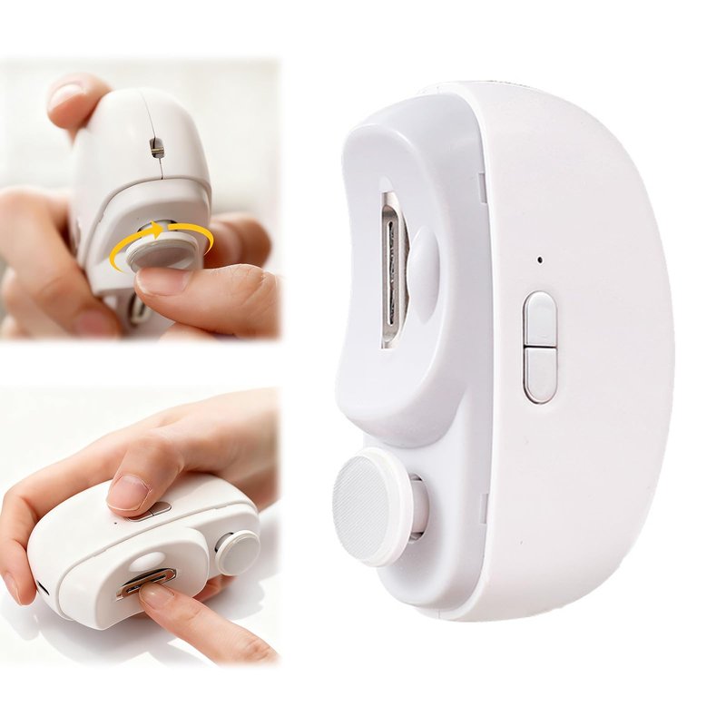Electric Nail Clipper, 2 in 1 Electric Nail Clippers for Seniors and Adults, Baby Automatic Nail Clipper with Polishing, Light & Storage, Smart Nail Clipper 2-Speed for Fingernail (White)