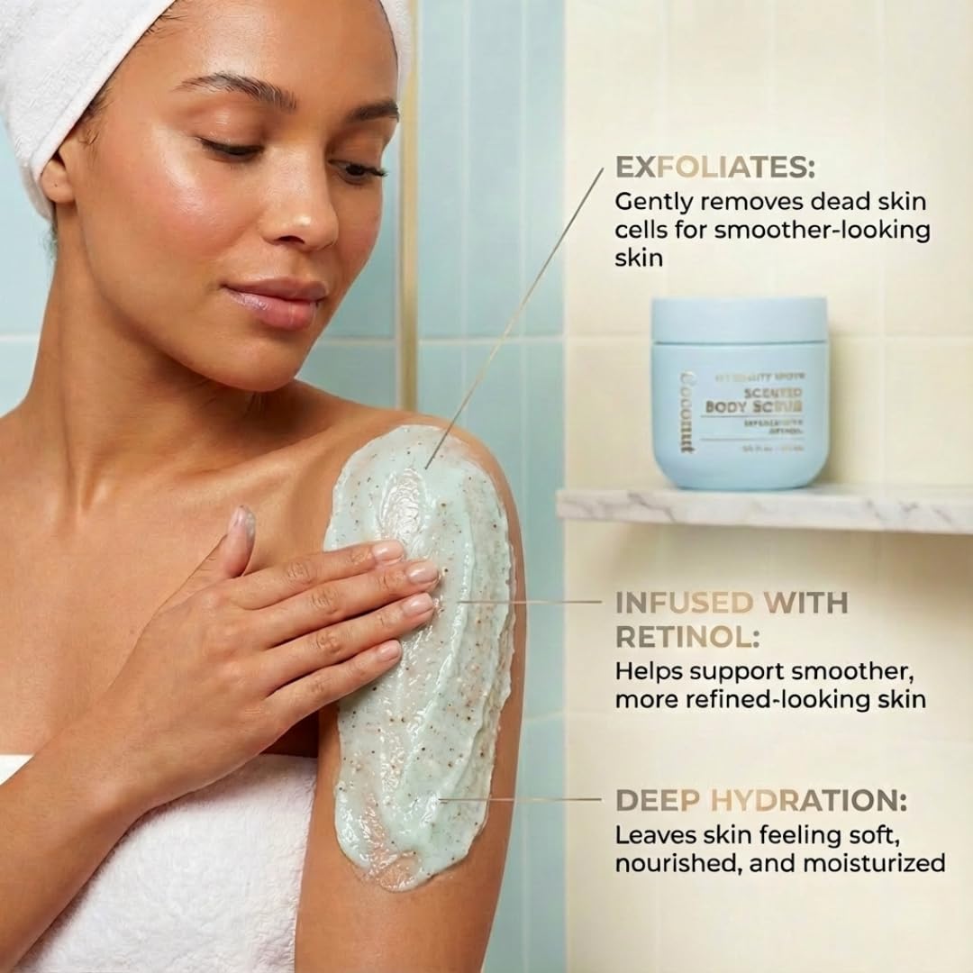 My Beauty Spot Scented Body Scrub for Women - Coconut Scented Body Scrub, Natural Exfoliating Body Scrub, Skin Exfoliator Infused with Retinol, Romoves Dead Skin From Body - Large 500 ml.
