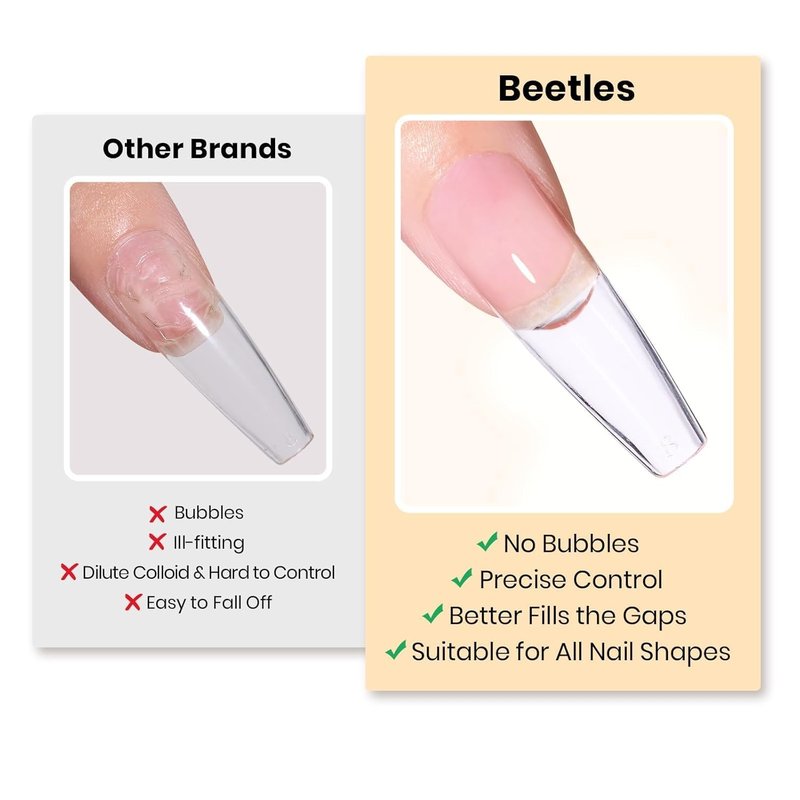 Beetles Solid Nail Glue Gel for False Tips, 15g Strong Adhesion for Clear Press on Acrylic Tips, Hard Gel 3D Sculpting for Summer Nail Art UV Light Cured