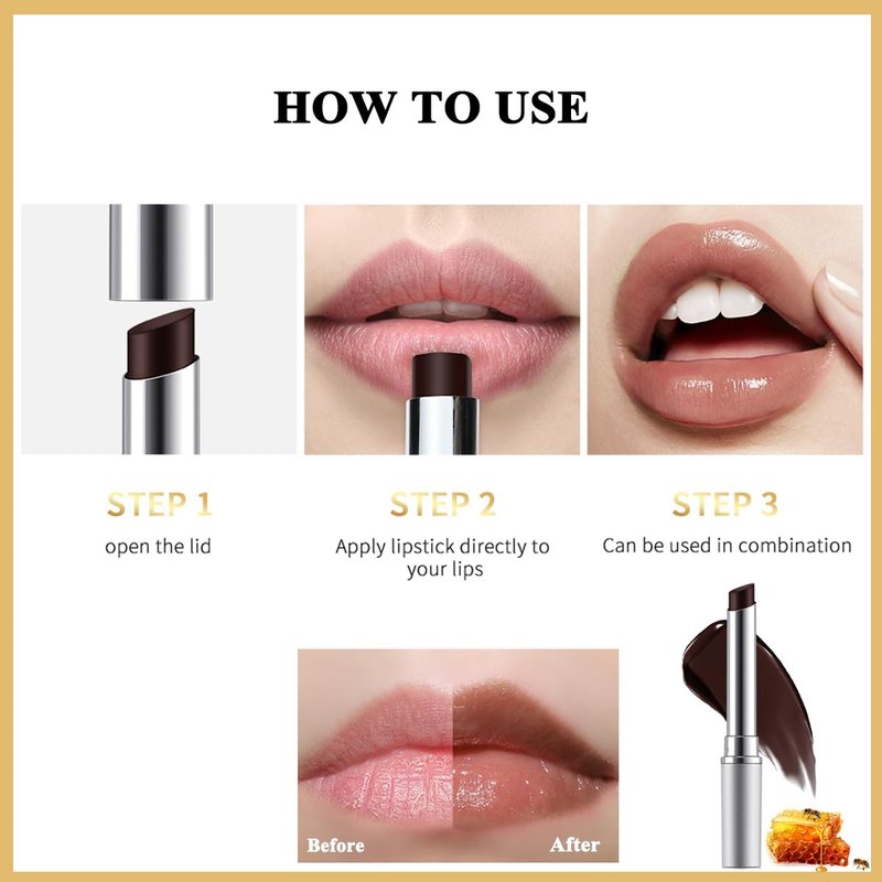Sheeyoon Honey Lipstick - Hydrating Tinted Lip Balm with Sheer Formula | Natural Glossy Finish (1 PC Black)