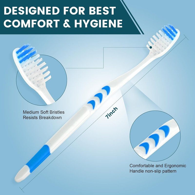 Navona 600 PCS Premium Toothbrushes - Individually Wrapped, Medium Soft Bristles | Ideal for Travel & Donations