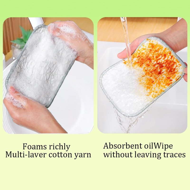 Multipurpose Wire Dishwashing Rags, 2026 Upgraded Double-Sided Metal and Cotton Dish Cloth for Wet and Dry, No Scratches Kitchen Cleaning Dish Rags for Sinks, Pots, Pans (5)