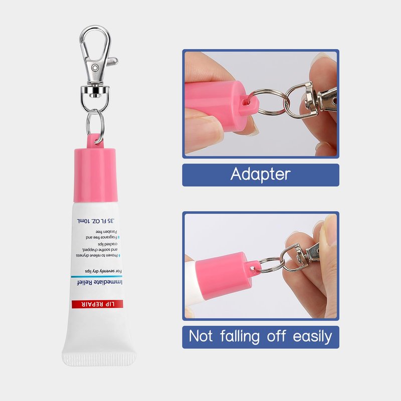 Keychain Cap Compatible with Aquaphor 0.35 oz Lip Repair, Portable Holder Keychain Cap Compatible with Aquaphor Lip Balm（Blue+Pink）
