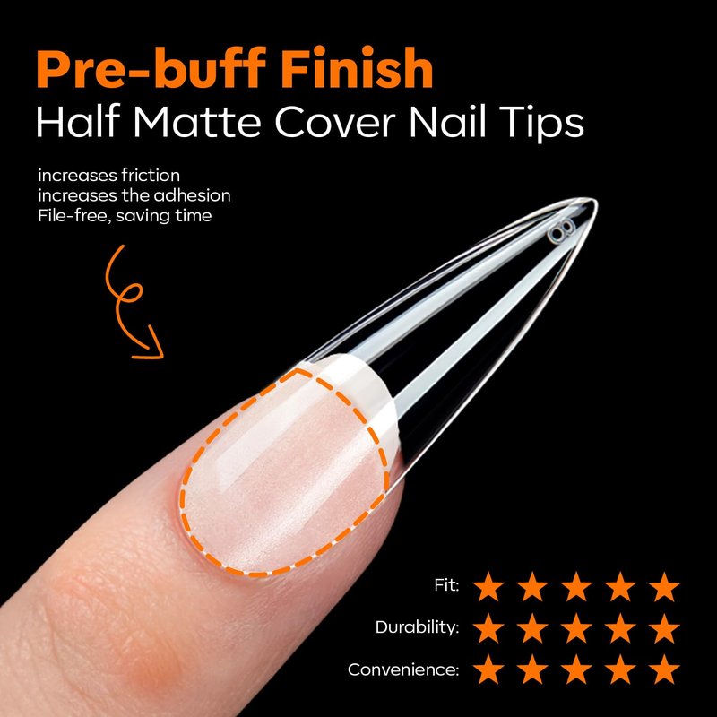 Modelones Long Stiletto Nail Tips - Pre-shaped Soft Gel Full Cover Fake Nails | 216PCS, 12 Sizes