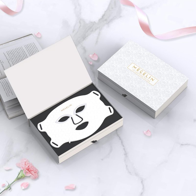 LED Light Therapy Facial Mask - 7 Color Skin Rejuvenation for Wrinkle Reduction | Infrared Treatment (White)