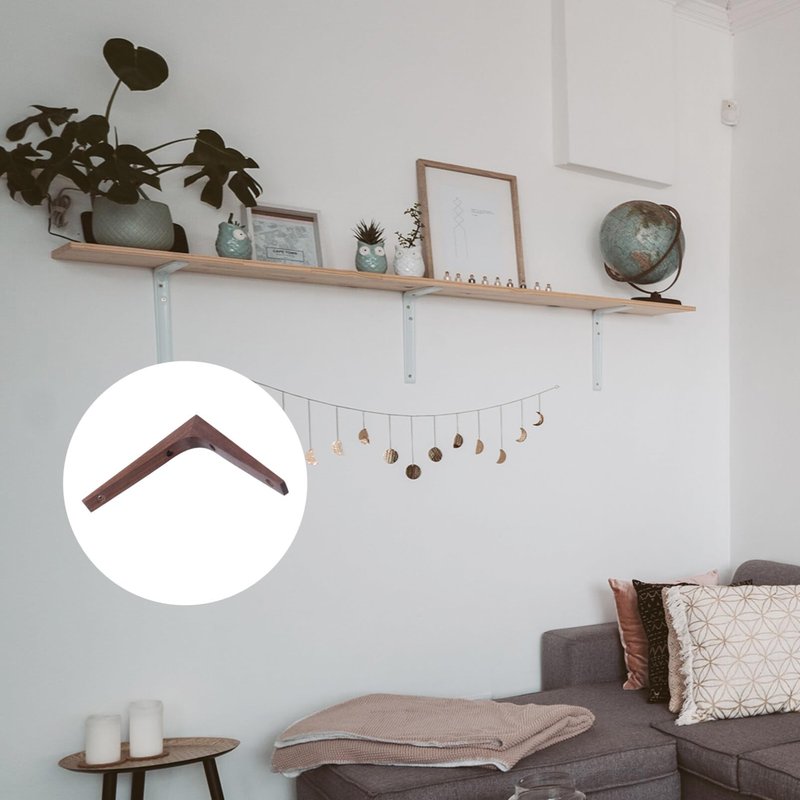 Scicalife Wooden Shelf Bracket 8In – Heavy Duty Floating Support Rustic Walnut Colour – for Wall Mounted Shelves Coffee Bar Bookshelf Decor for Solid Wood Oak Teak Shelves