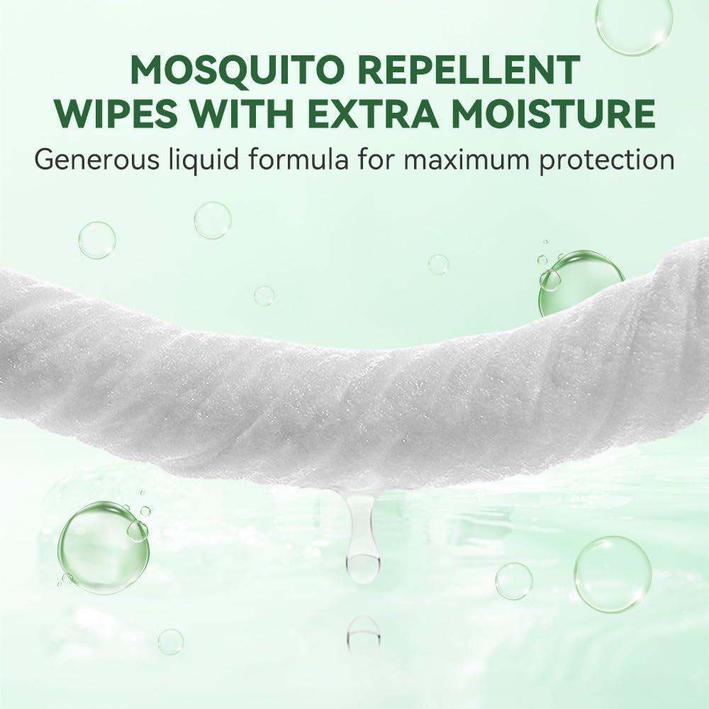 Skiennix Mosquito Repellent Wipes - 60 PCS of Natural Plant-Based Essential Oil Protection | Safe & Effective for Outdoor Use